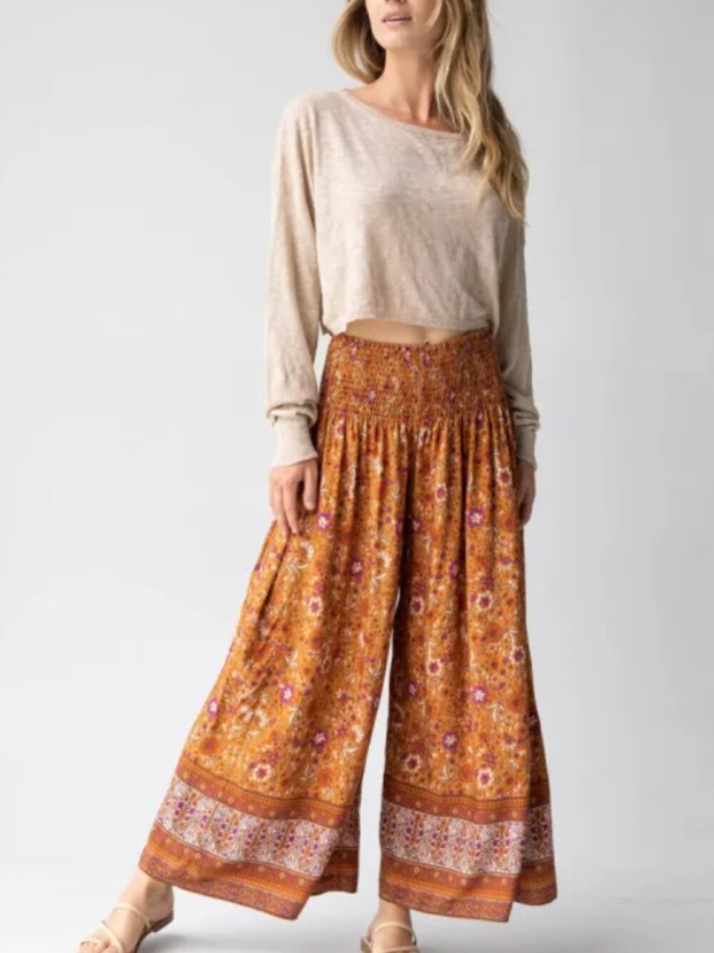 Natural Life Make A Move Wide Leg Palazzo Pants Camel Border XL